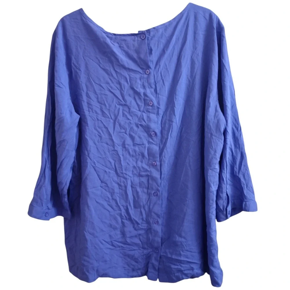 Chico's Blouse Lace Overlay Back Buttons Feminine Romantic Purple‎ Size 3 (XL) - Picture 2 of 6